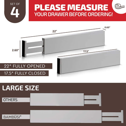 Adjustable Bamboo Drawer Organizer (Gray)