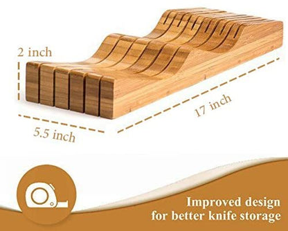 Bamboo In-Drawer Knife Organizer