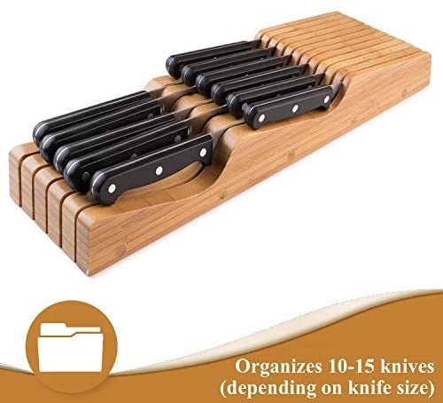 Bamboo In-Drawer Knife Organizer