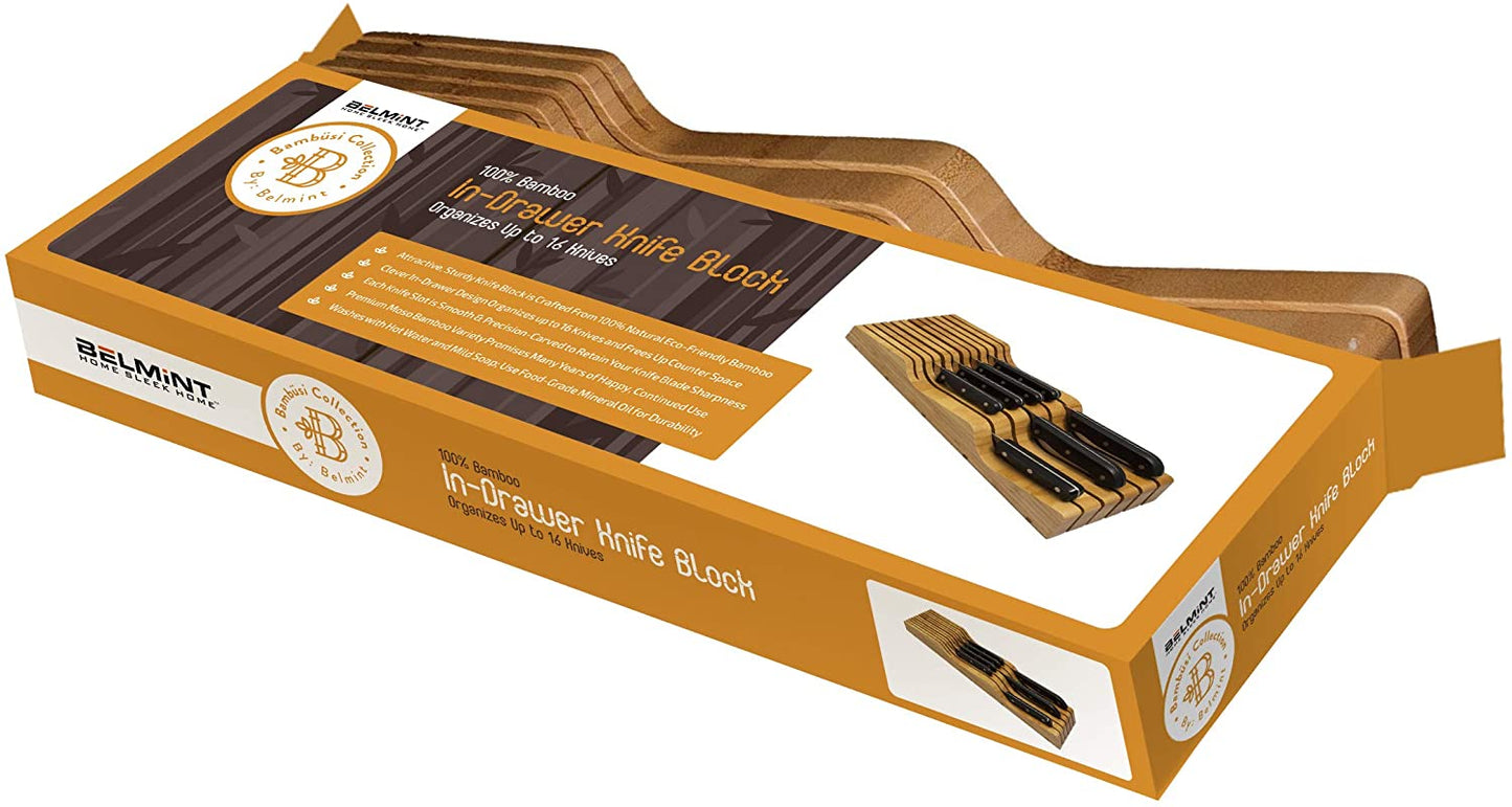 Bamboo In-Drawer Knife Organizer