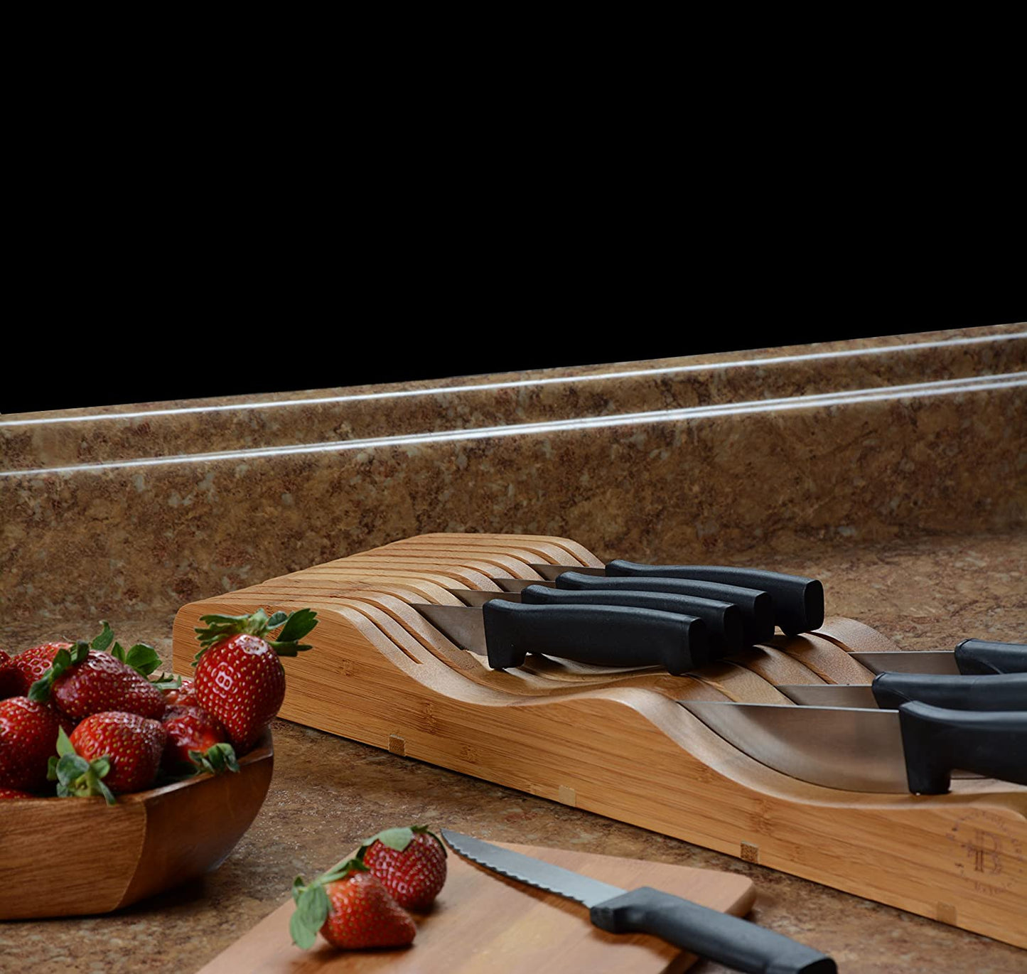 Bamboo In-Drawer Knife Organizer