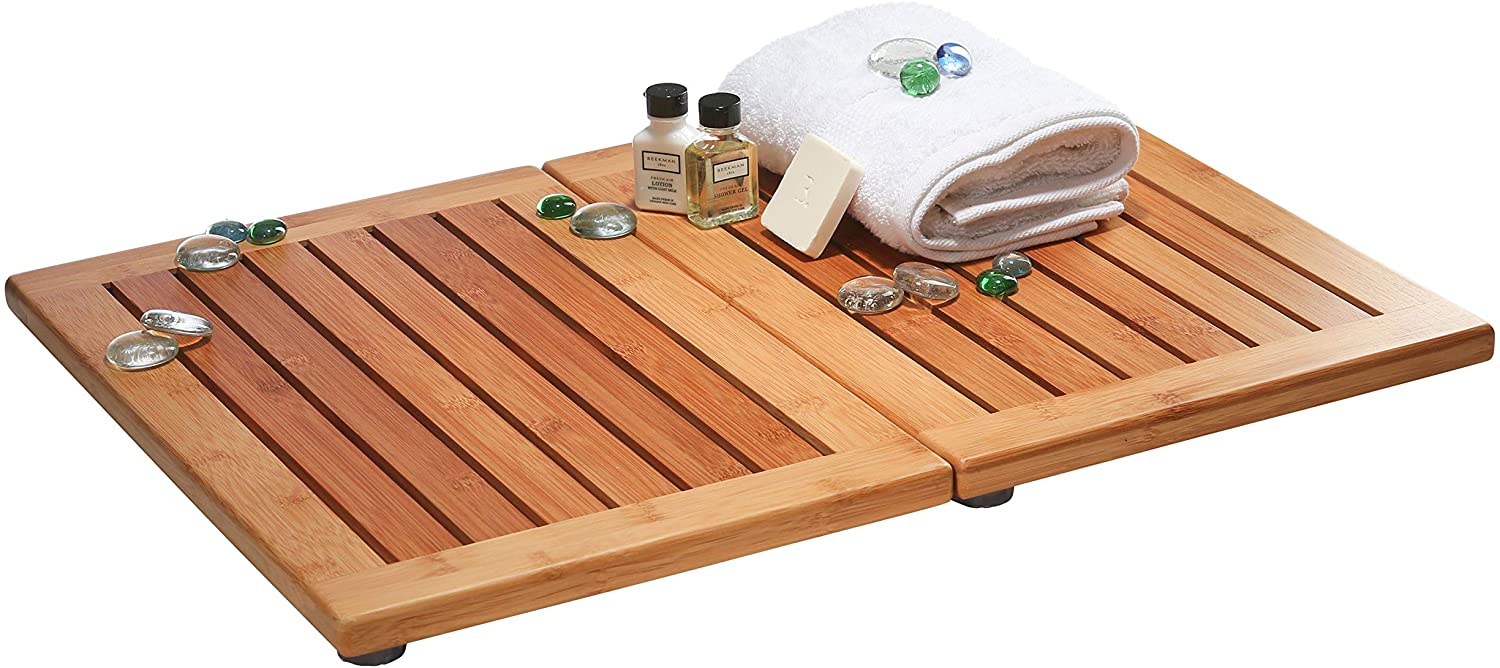 Luxury Bamboo Wooden Bath Mat with Non-Slip Bottom – Bambusi