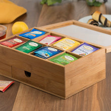Load image into Gallery viewer, Bamboo Tea Storage Box with 8 Storage Compartments
