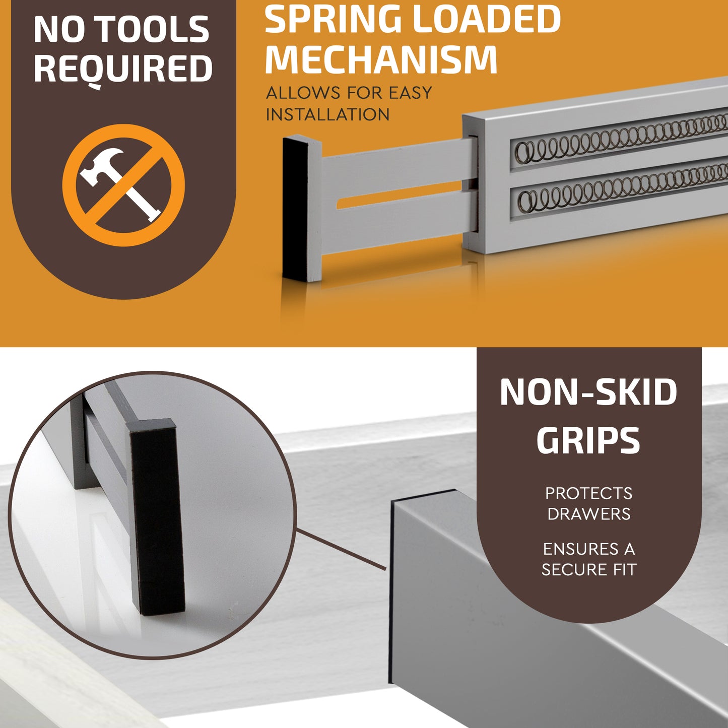 Adjustable Bamboo Drawer Organizer (Gray)