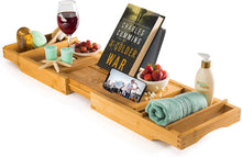 Load image into Gallery viewer, Luxury Expandable Bamboo Spa Bathtub Caddy
