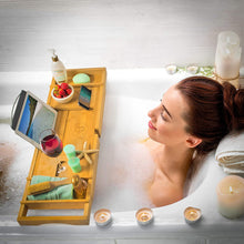Load image into Gallery viewer, Luxury Expandable Bamboo Spa Bathtub Caddy - New
