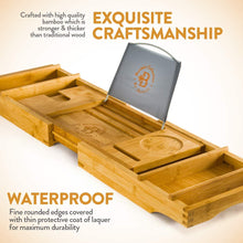 Load image into Gallery viewer, Luxury Expandable Bamboo Spa Bathtub Caddy
