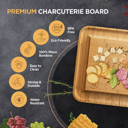 Engraved Bamboo Cheese & Knife Set