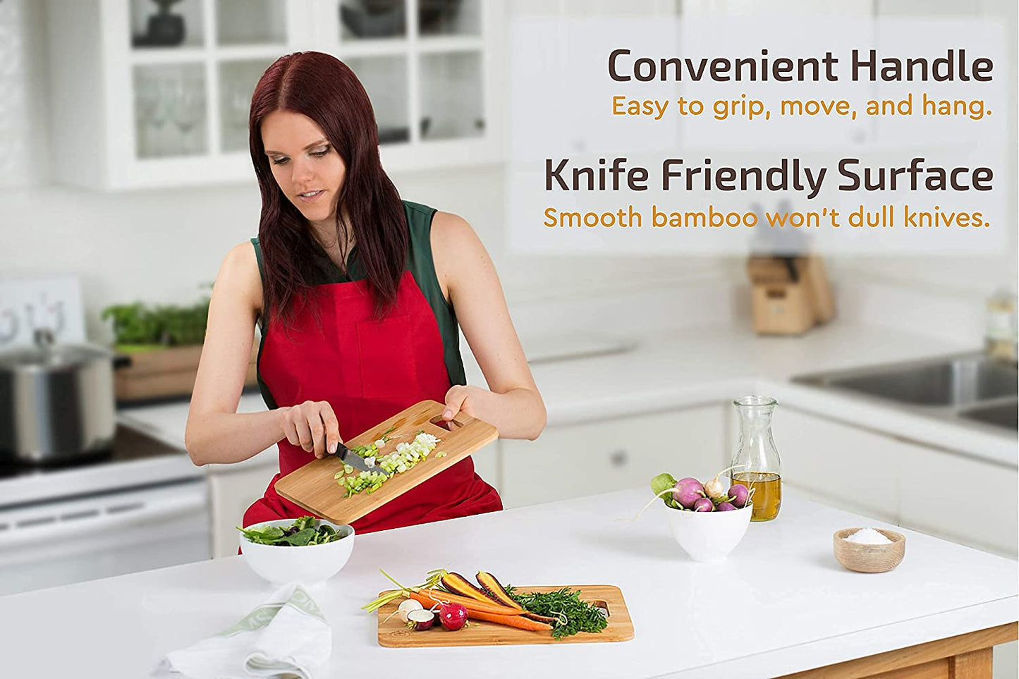 4-Piece Bamboo Cutting Board Set for Kitchen, with Juice Groove for Meat, Cheese and Vegetables