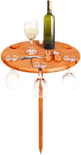 Load image into Gallery viewer, Portable Bamboo Outdoor Picnic Wine Table Holder w/ Cutlery Cheese Set
