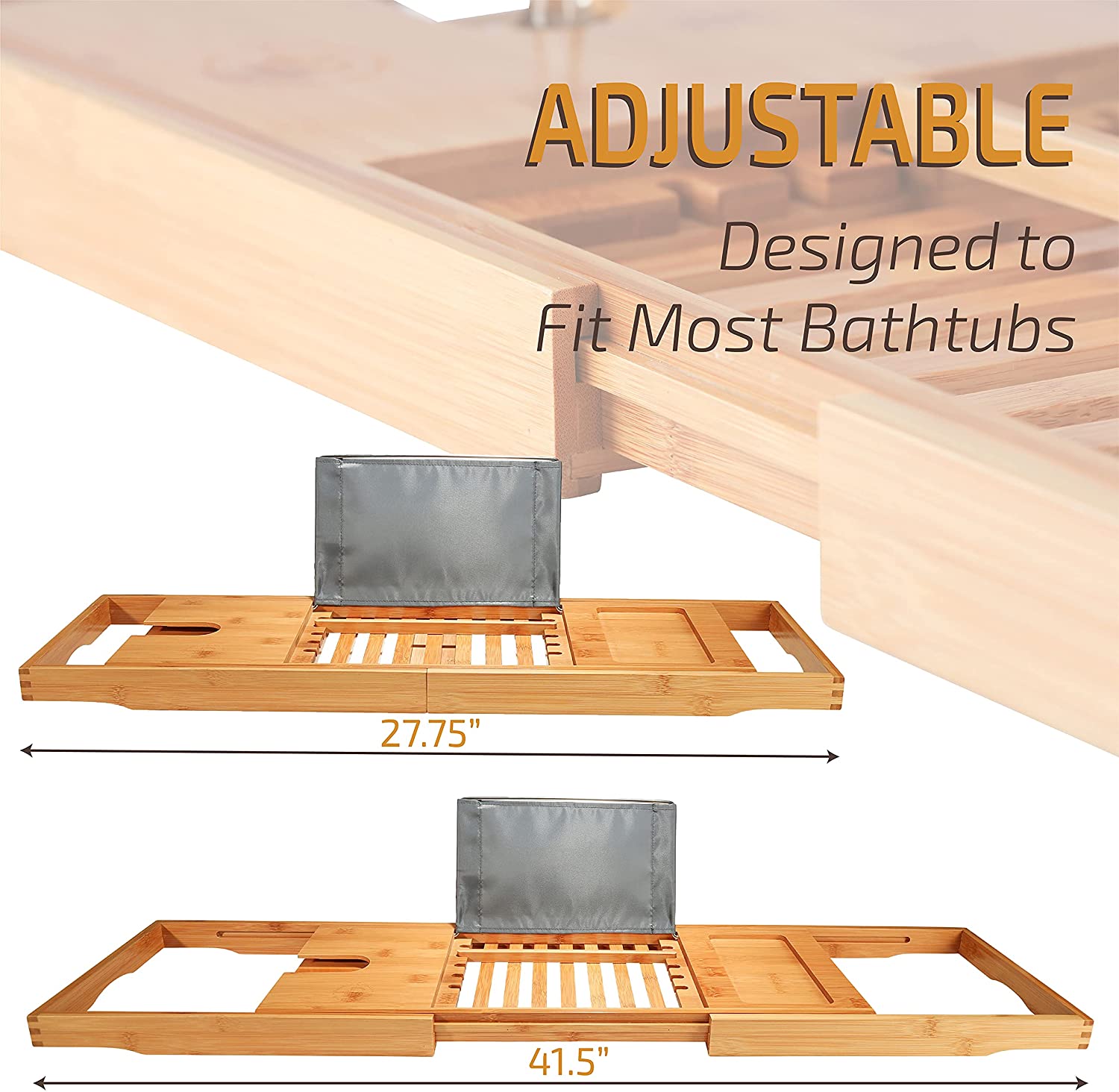 Expandable Bamboo Bathtub Tray Black/Natural, Bath Caddy Tray –  GreenLivingLife