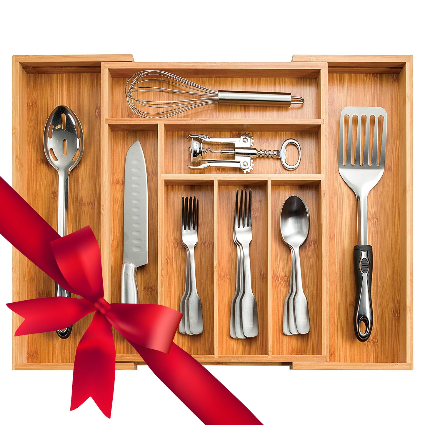 Bamboo Silverware Drawer Organizer