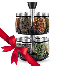 Load image into Gallery viewer, Spice Jar Rack -12 Durable Glass Jars in Sleek &amp; Attractive Carousel
