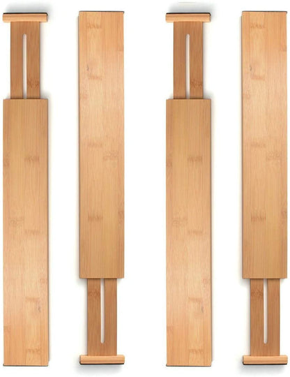 Adjustable Bamboo Drawer Dividers – 4 Pack