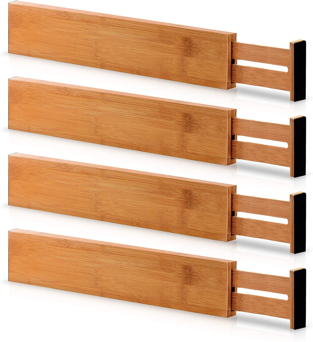 Small Adjustable Bamboo Drawer Organizer (4-Pack)
