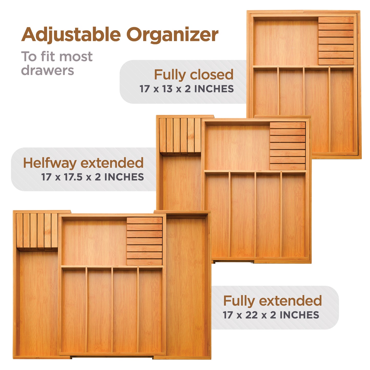 Expandable Bamboo Drawer & Knife Organizer