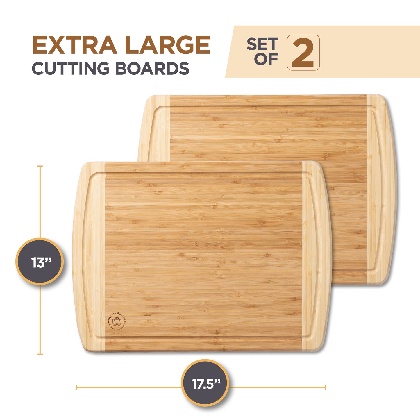 Thick Bamboo Cutting Board Set – 2-Pack