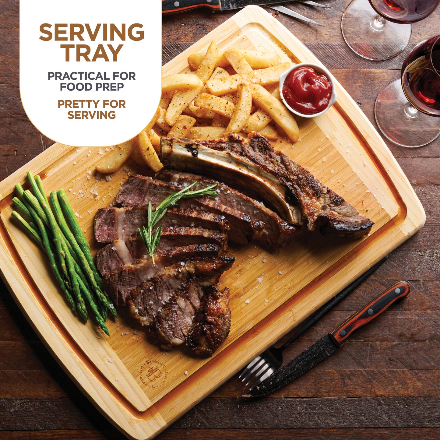Thick Bamboo Cutting Board Set – 2-Pack
