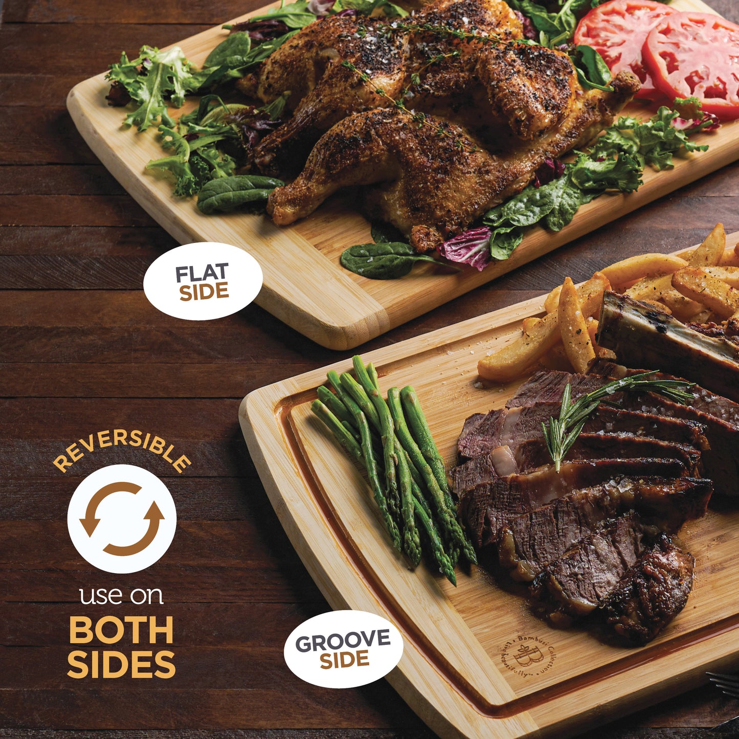 Thick Bamboo Cutting Board Set – 2-Pack